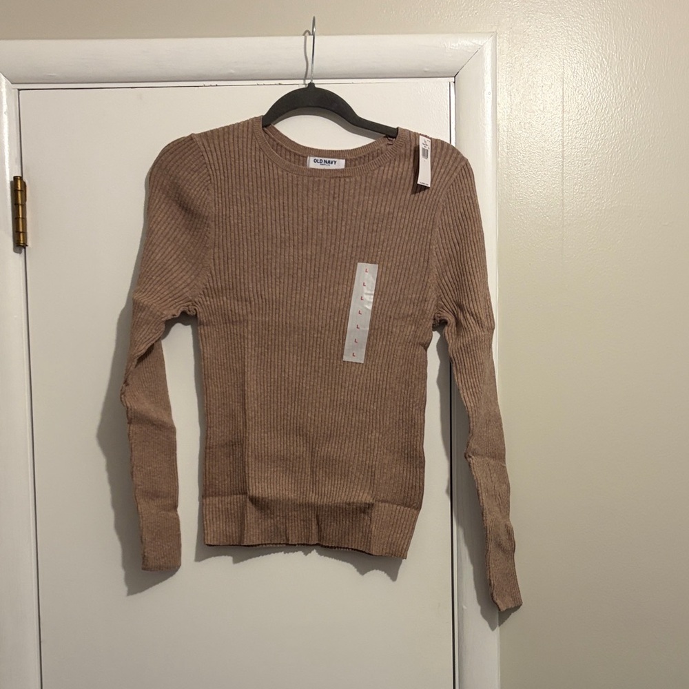 Old Navy Tan Ribbed Crew Neck Sweater